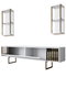 Hanah Home Gold Line Mueble de TV Blanco y Negro con Patas Metálicas